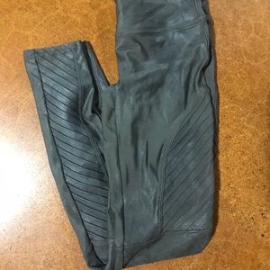Spanx faux leather moto leggings.